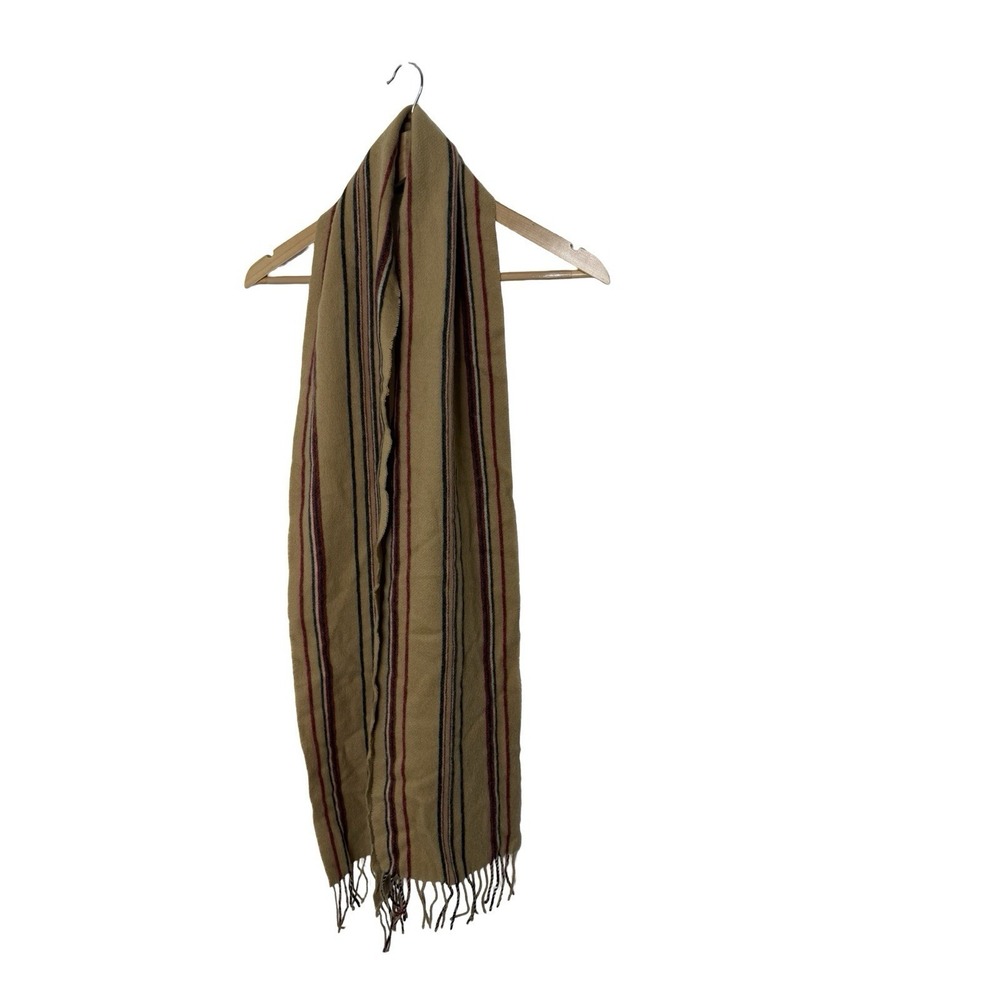 Vtg Lord & Taylor Cashmere Scarf tan red stripes Unisex 75 x 9 Academia Soft